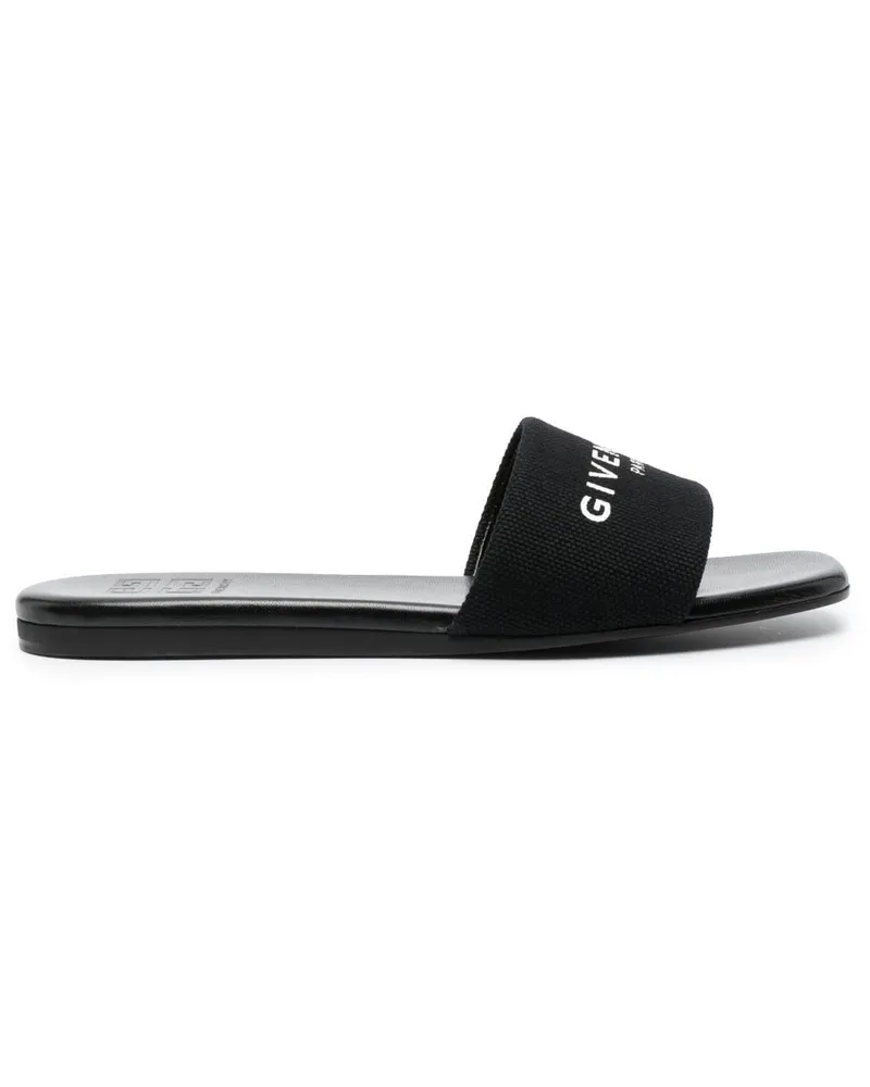 Givenchy Flache Pantoletten mit Logo-Print - Schwarz Schwarz