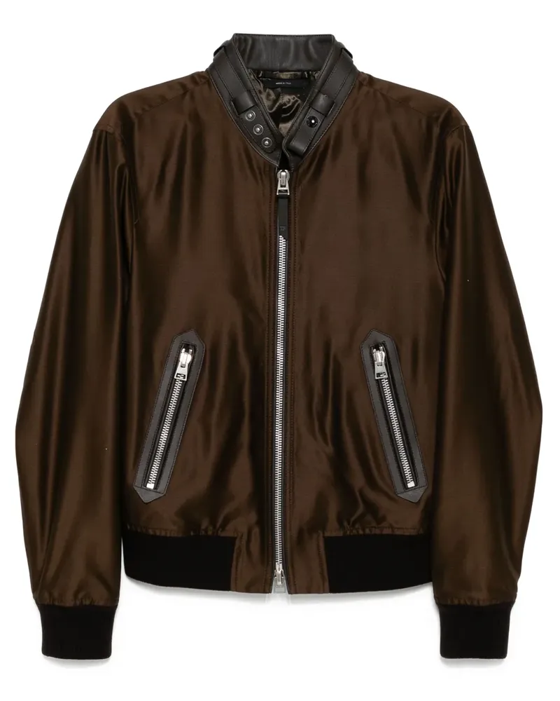 Tom Ford Bikerjacke aus Faille - Braun Braun