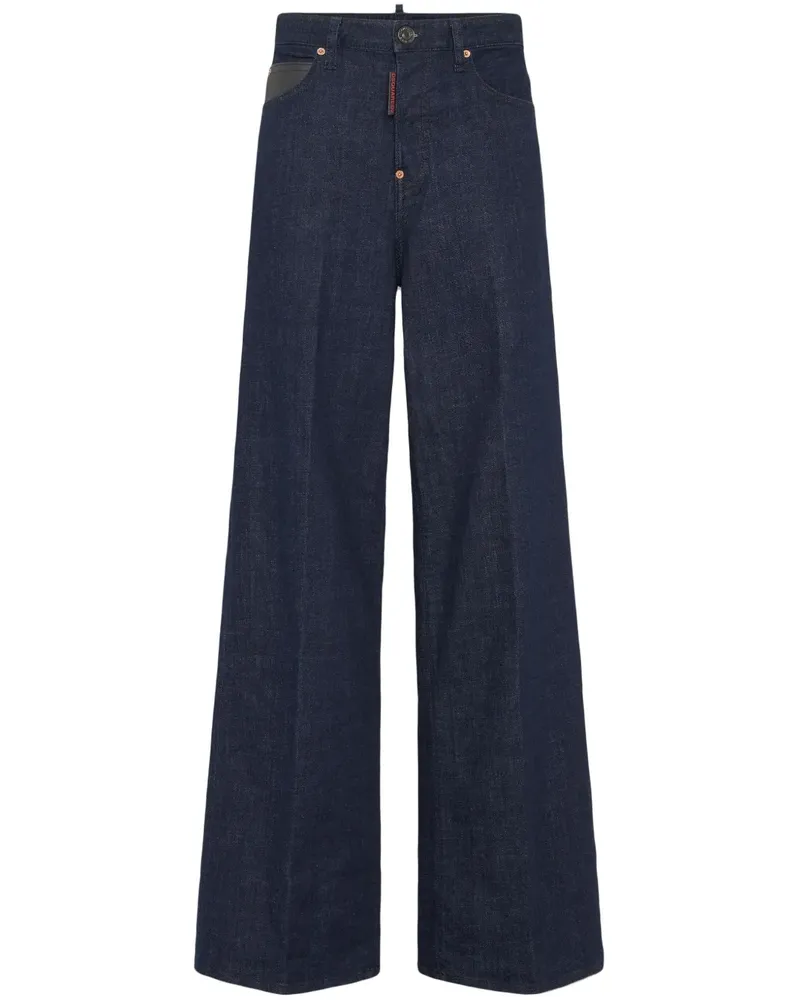 Dsquared2 Weite Jeans mit Logo-Patch - Blau Blau