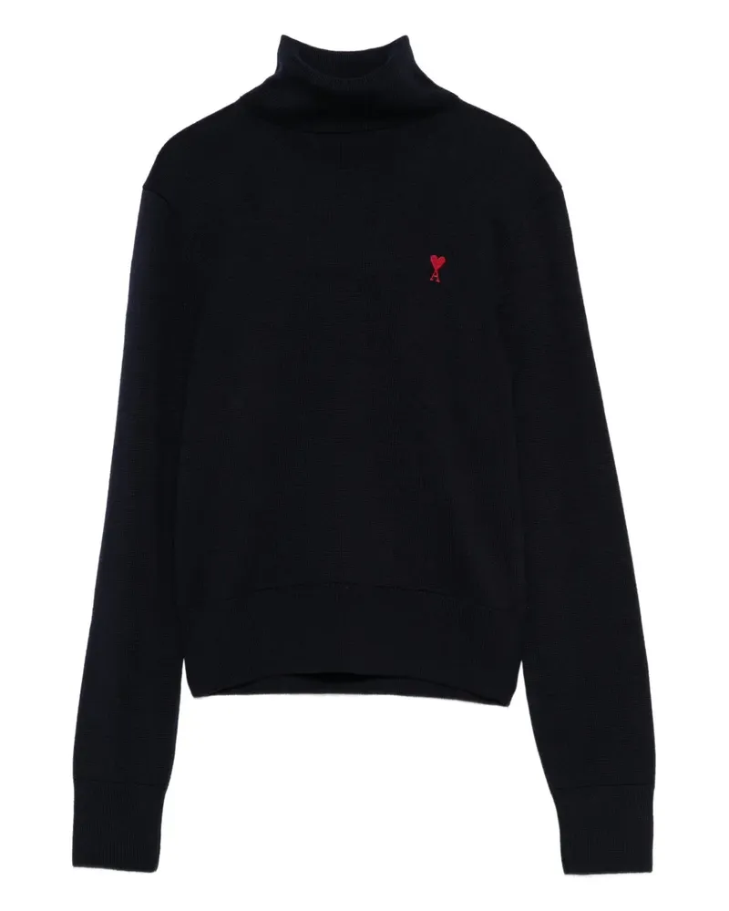AMI Paris Rollkragenpullover mit Herz-Logo - Schwarz Schwarz