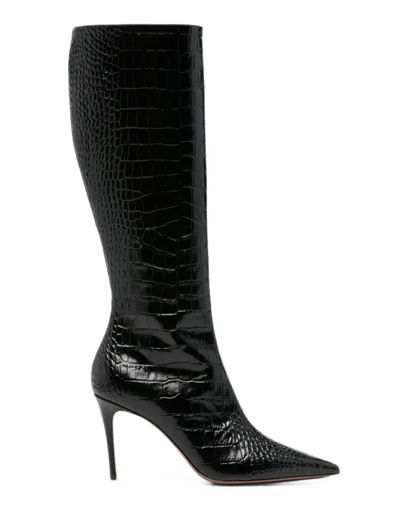 Paris Texas Vera Stiefel mit Kroko-Effekt - Schwarz Schwarz