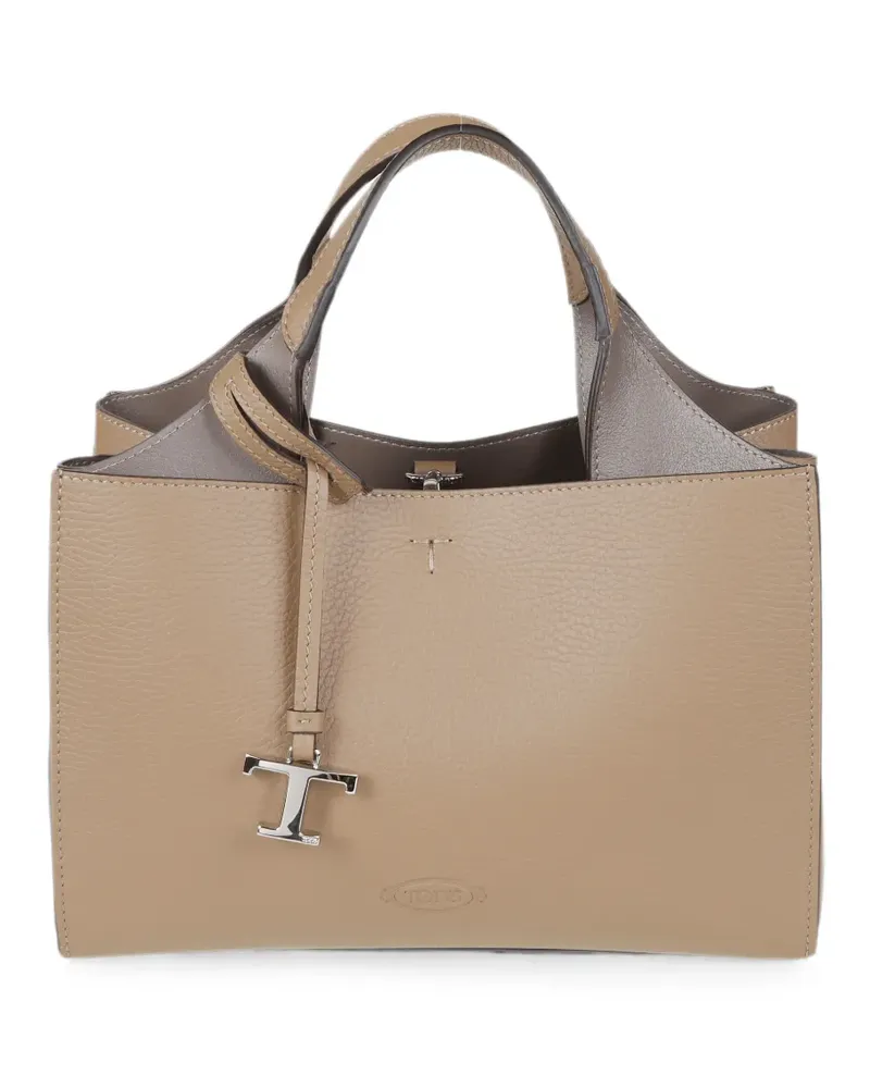 TOD'S T Timeless grained handbag - Braun Braun