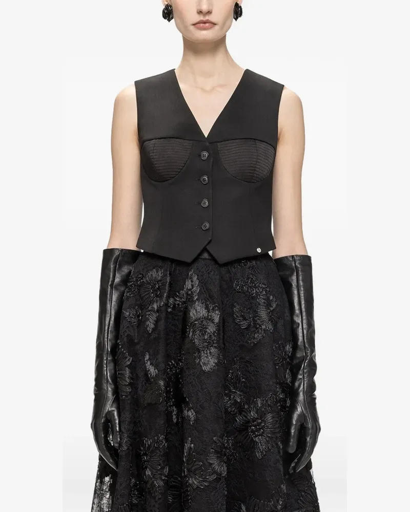 NISSA Tailored wool satin-cup vest - Schwarz Schwarz