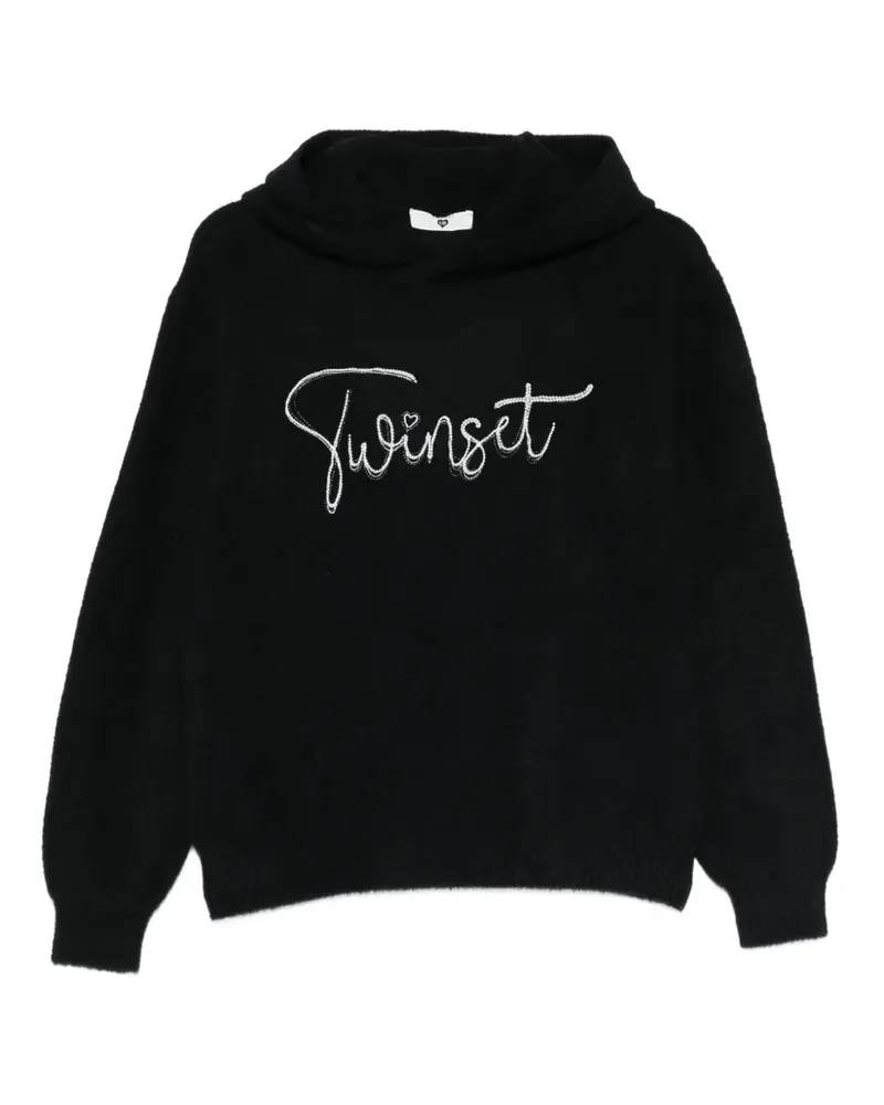Twin-Set Hoodie mit Logo-Print - Schwarz Schwarz