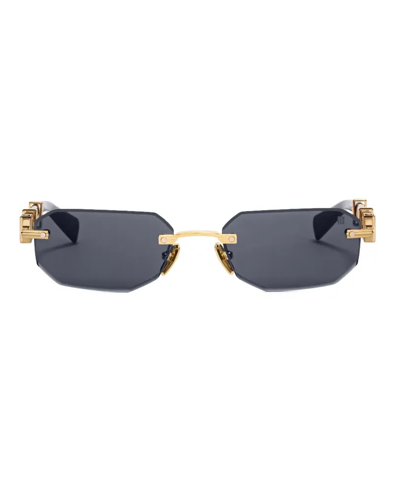 Balmain geometric-frame rimless sunglasses - Schwarz Schwarz