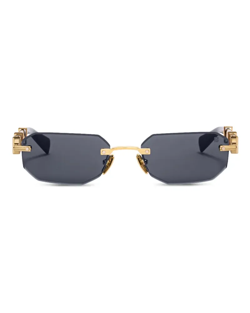 Balmain geometric-frame rimless sunglasses - Schwarz Schwarz