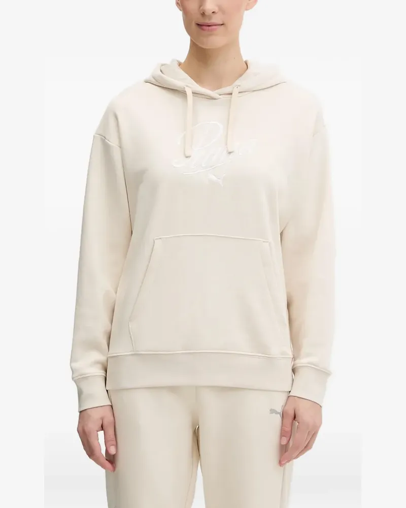 Puma logo-embroidered hoodie - Nude Nude