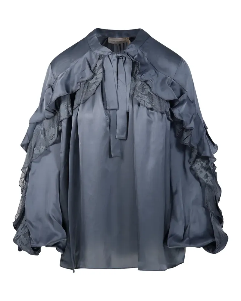 Zimmermann Valiant Bluse mit Spitzenbesatz - Blau Blau