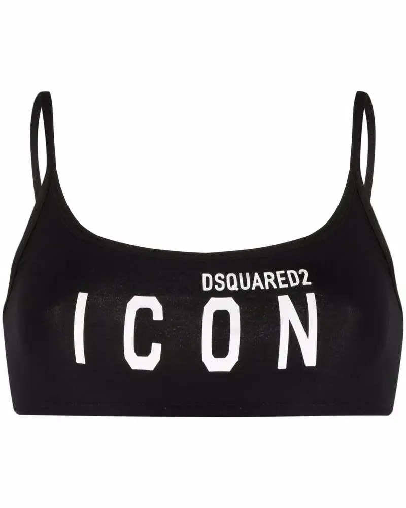 Dsquared2 Sport-BH mit Logo-Print - Schwarz Schwarz