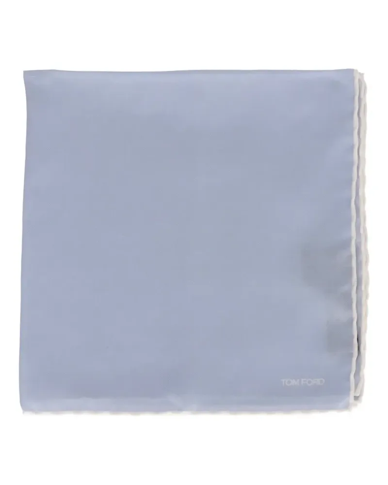 Tom Ford logo-print silk pocket square - Blau Blau