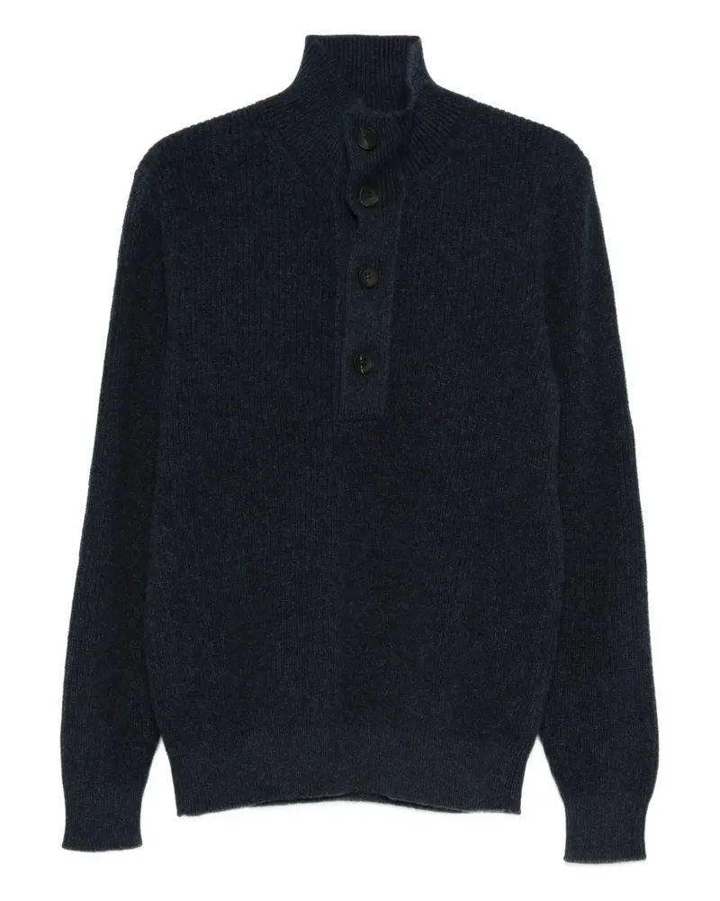 Filippo de Laurentiis Pullover mit geknöpftem Stehkragen - Blau Blau