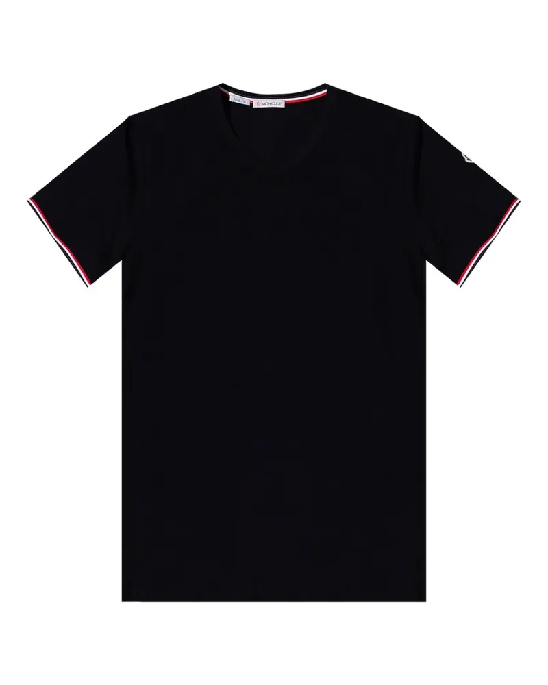 Moncler T-Shirt mit Streifenbesatz - Schwarz Schwarz