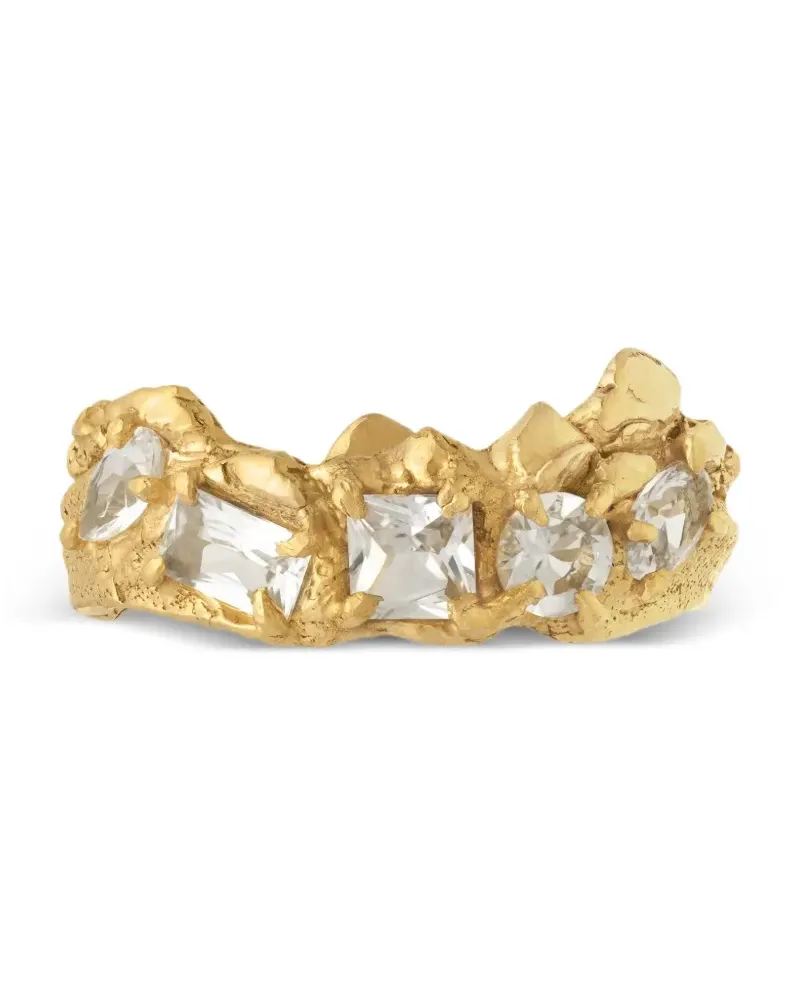 Loveness Lee 18kt vergoldeter Maria Ring mit strukturiertem Saphir Gold