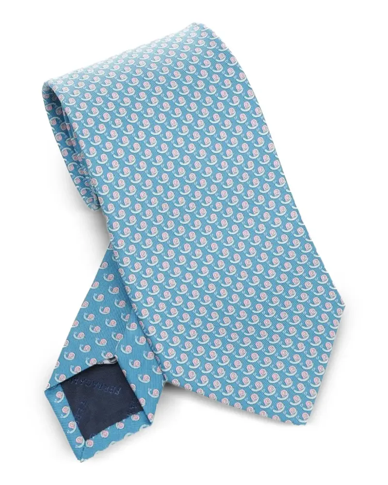 Ferragamo snail-print tie - Blau Blau