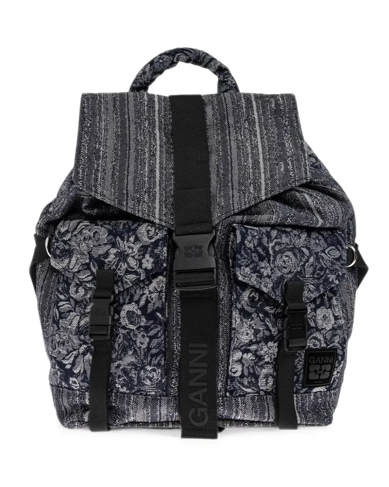Ganni floral-motif backpack - Blau Blau