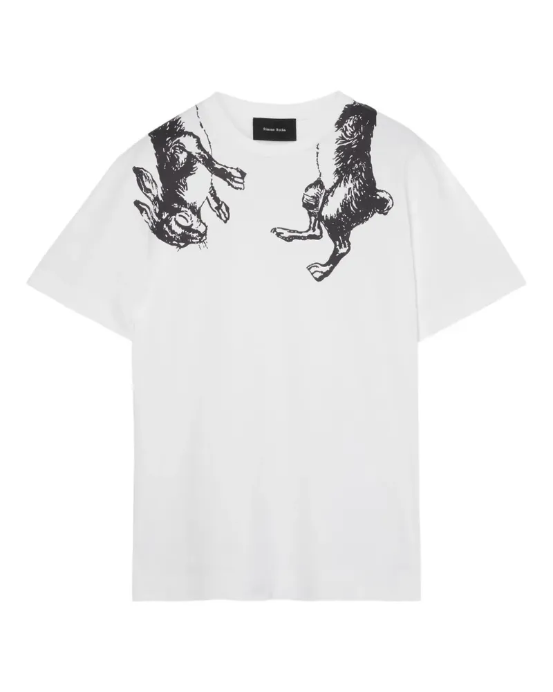 Simone Rocha T-Shirt mit Hasen-Print - Weiß Weiß