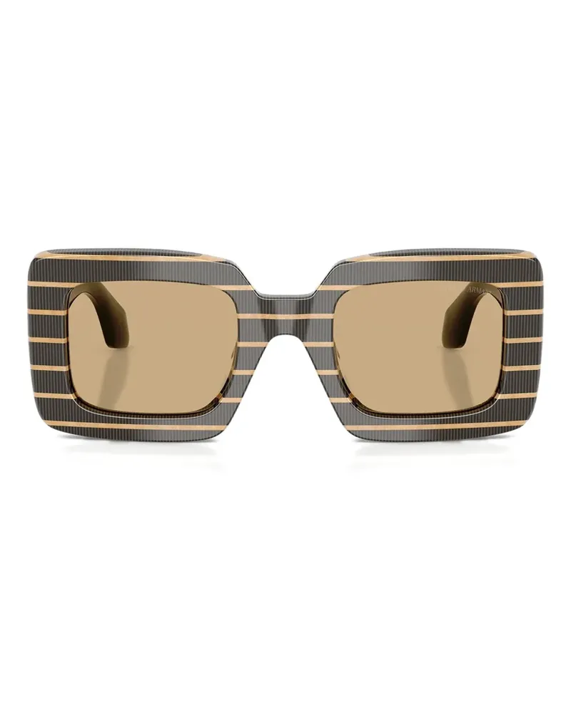Giorgio Armani Gestreifte Sonnenbrille mit Oversized-Gestell - Schwarz Schwarz