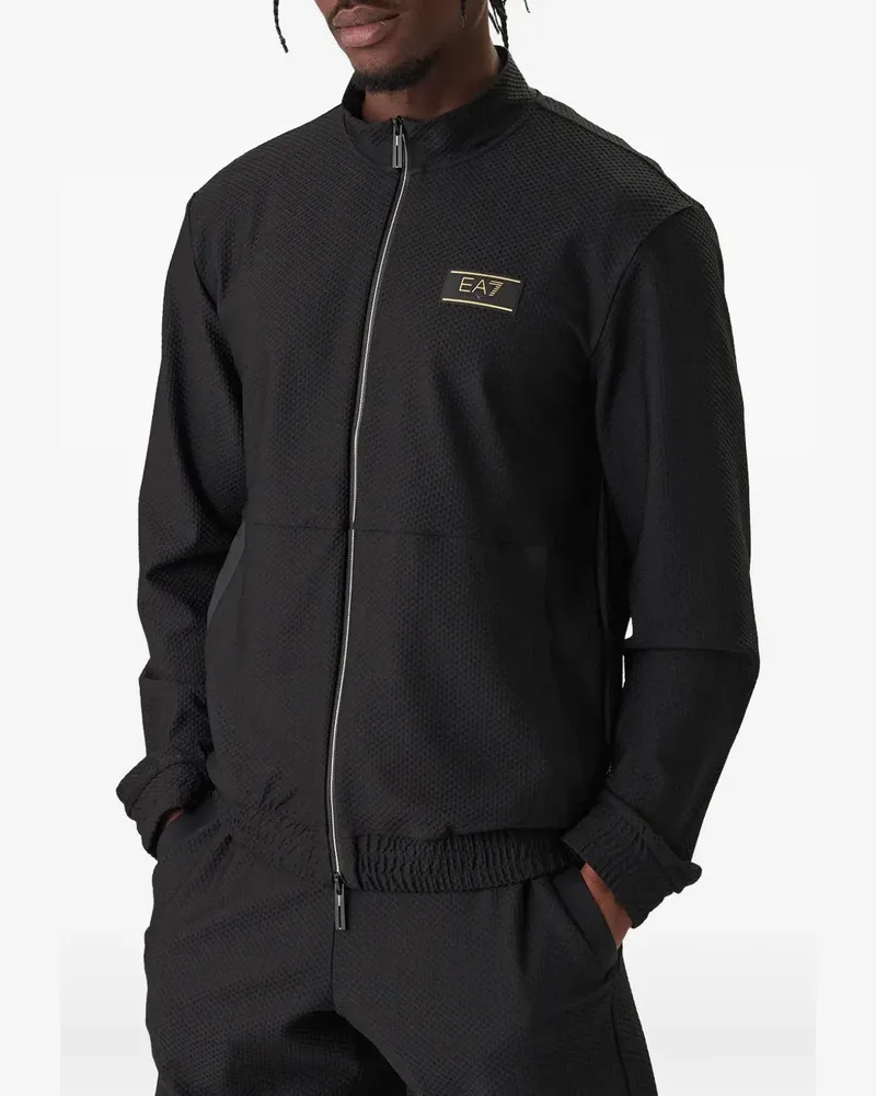 EA7 logo-patch zip sweatshirt - Schwarz Schwarz