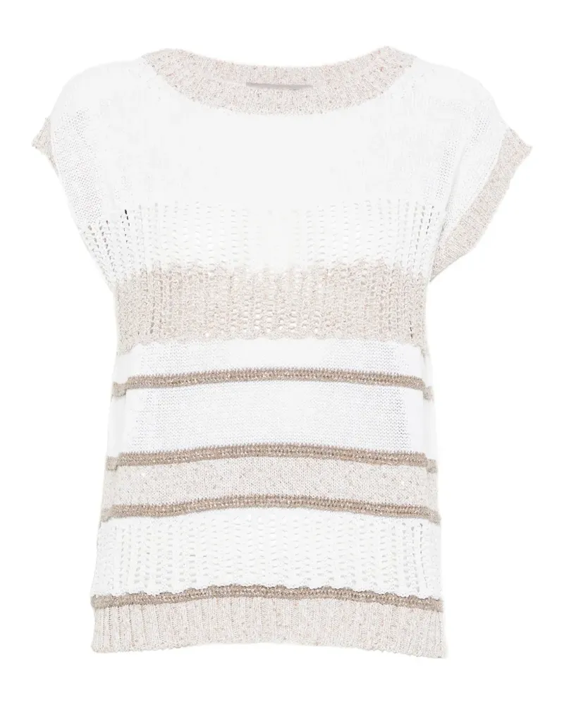 D.EXTERIOR round-neck striped vest - Weiß Weiß