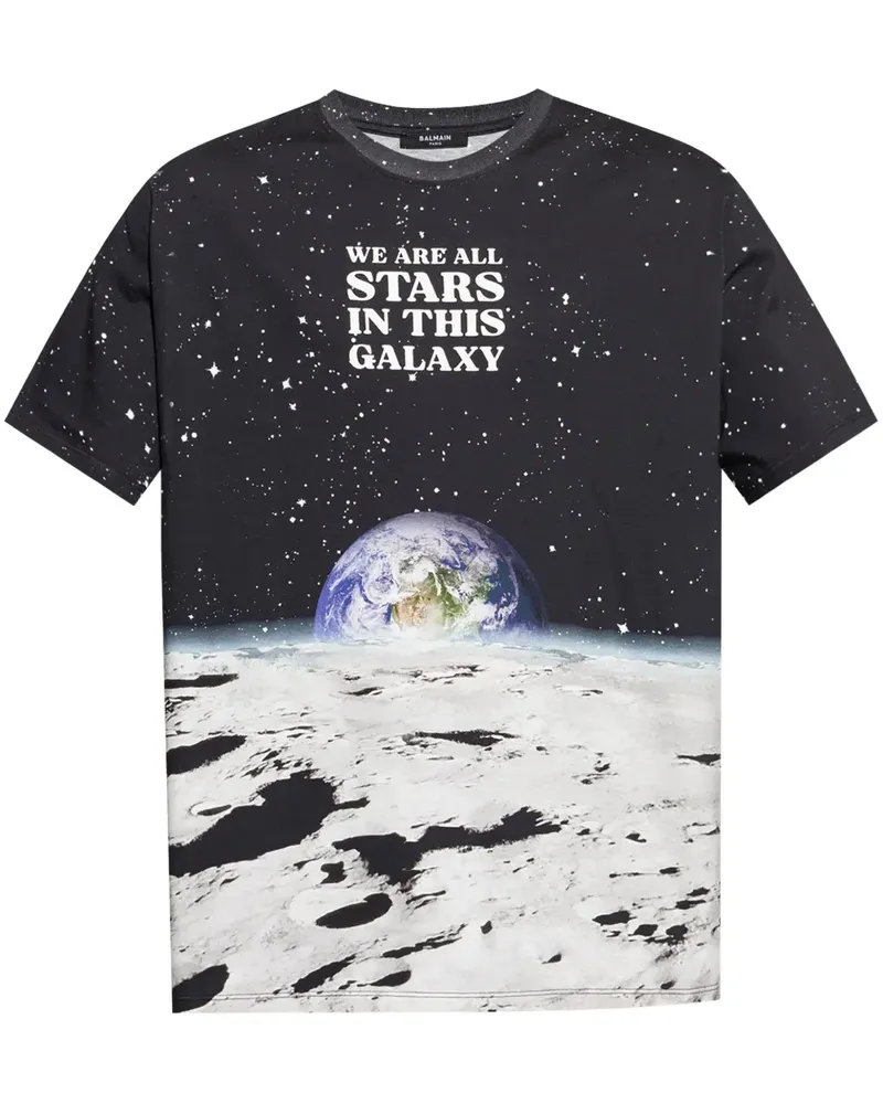 Balmain T-Shirt mit Galaxy-Print - Schwarz Schwarz