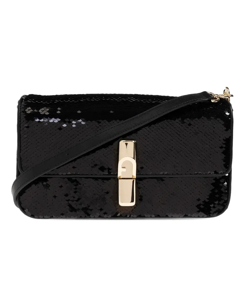 Furla small Iride sequin embellished turn-lock shoulder bag - Schwarz Schwarz