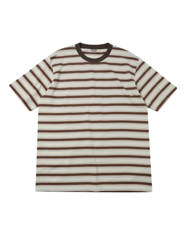 AURALEE Gestreiftes T-Shirt - Nude Nude