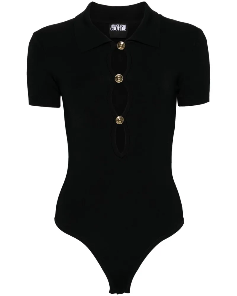 Versace Jeans Gestrickter Body mit Polokragen - Schwarz Schwarz