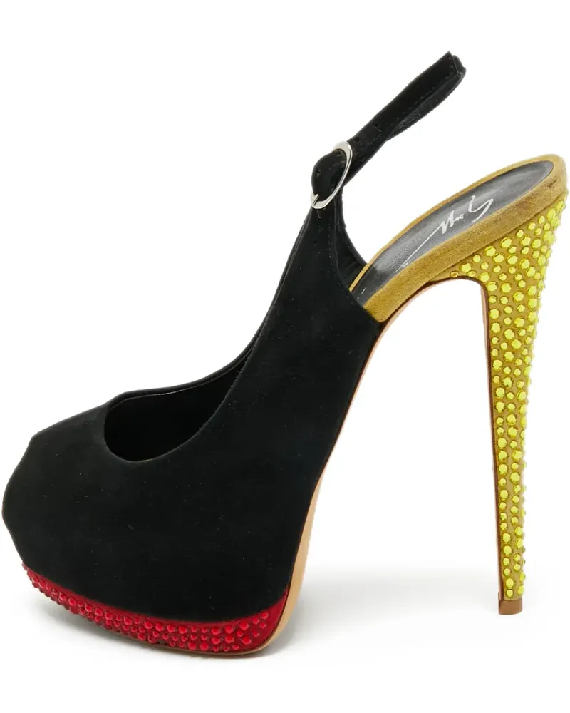 Giuseppe Zanotti yellow heels suede sandals - Schwarz Schwarz