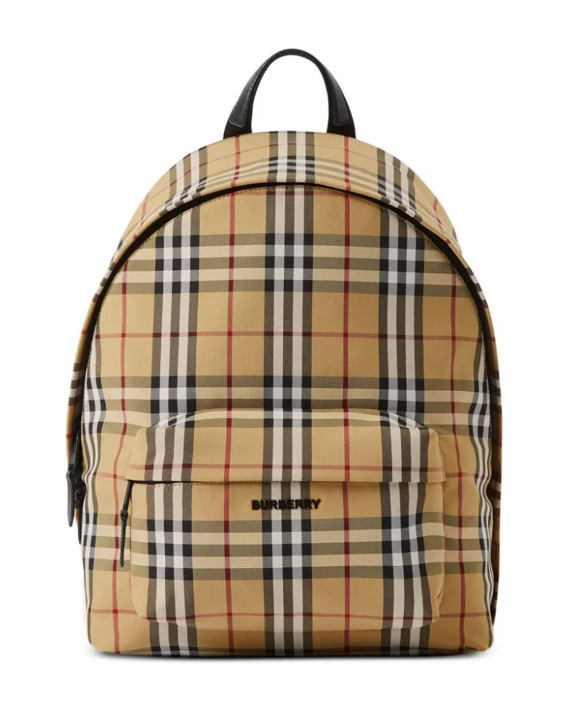 Burberry Karierter Rucksack mit Logo-Schild - Nude Nude