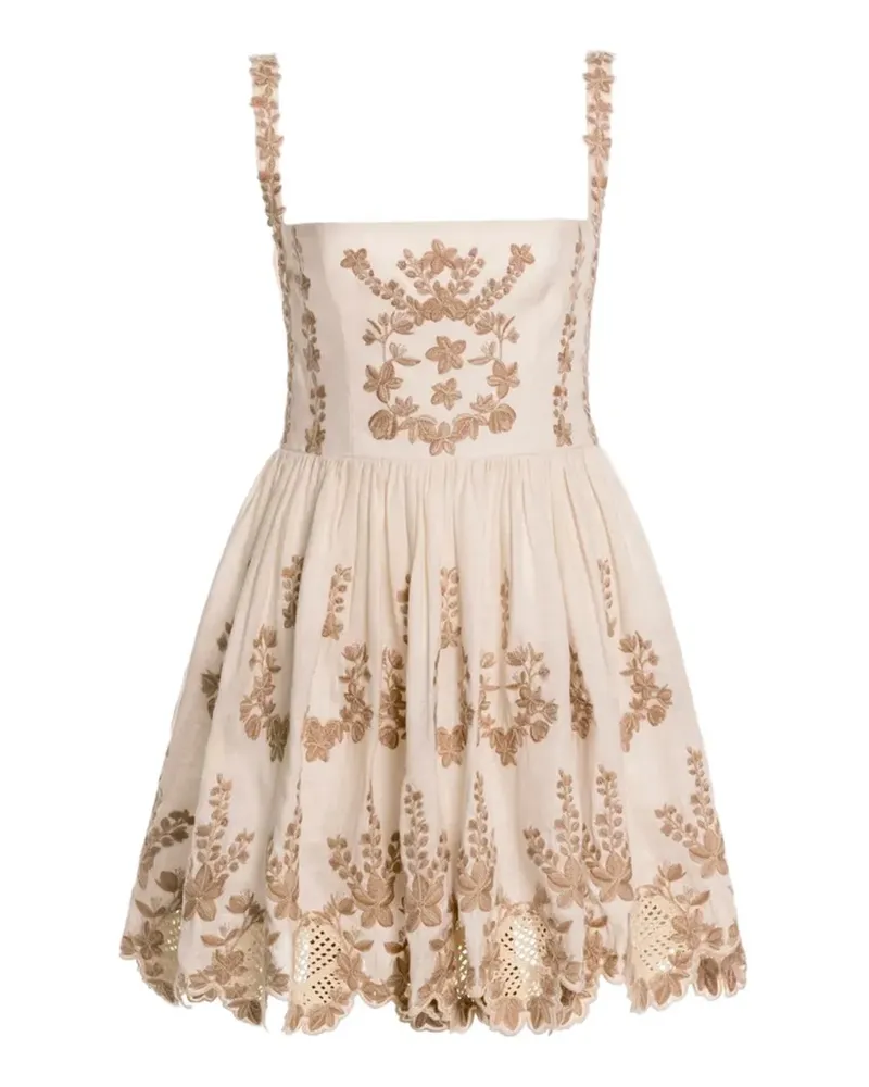 AGUA BENDITA Mielero Cauca Minikleid mit Blumenstickerei - Nude Nude