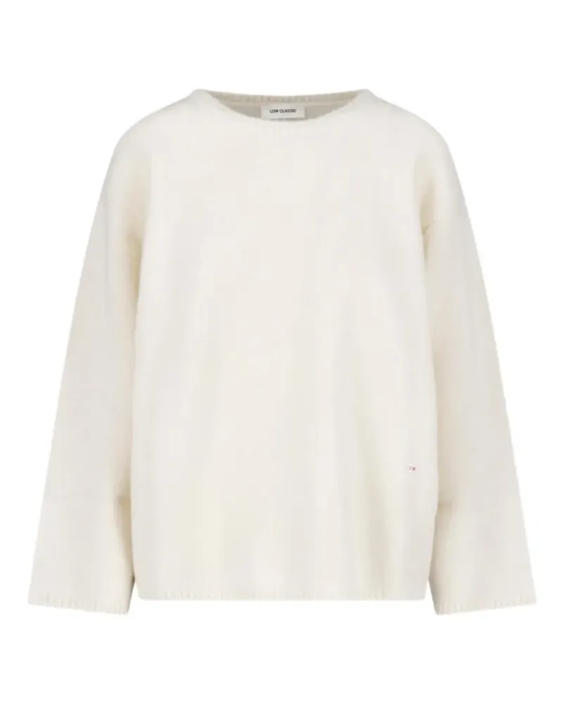 LOW CLASSIC Pullover mit Logo-Patch - Weiß Weiß