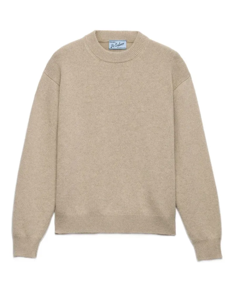 Prada Gerippter Pullover mit Triangel-Logo - Nude Nude