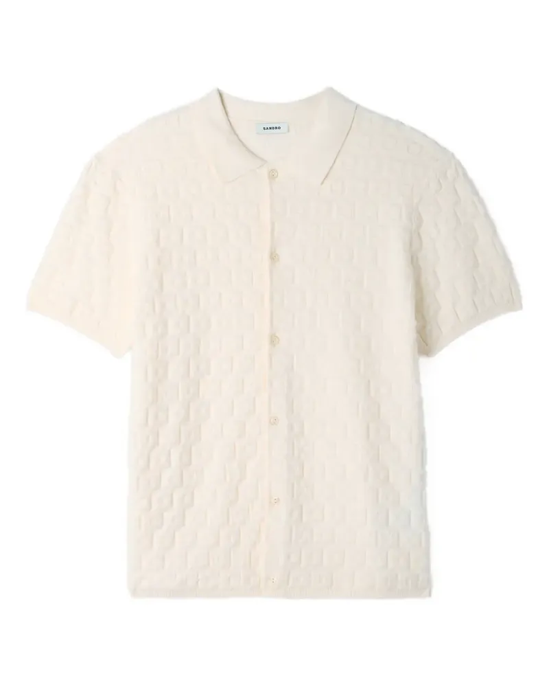 Sandro Kurzärmeliger Jacquard-Cardigan - Nude Nude