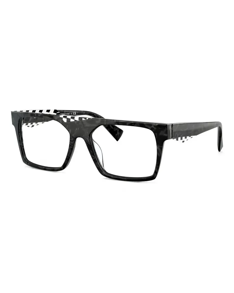 Alain Mikli Eckige Brille mit Karomuster - Schwarz Schwarz