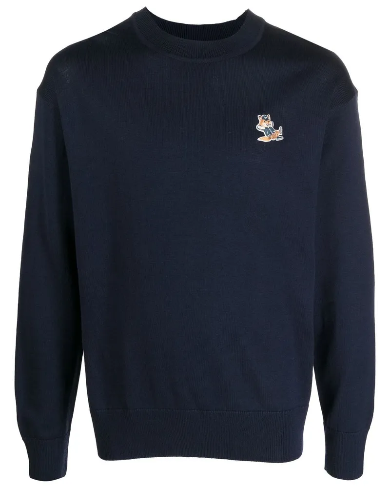 Kitsuné Pullover mit Fuchs-Patch - Blau Blau