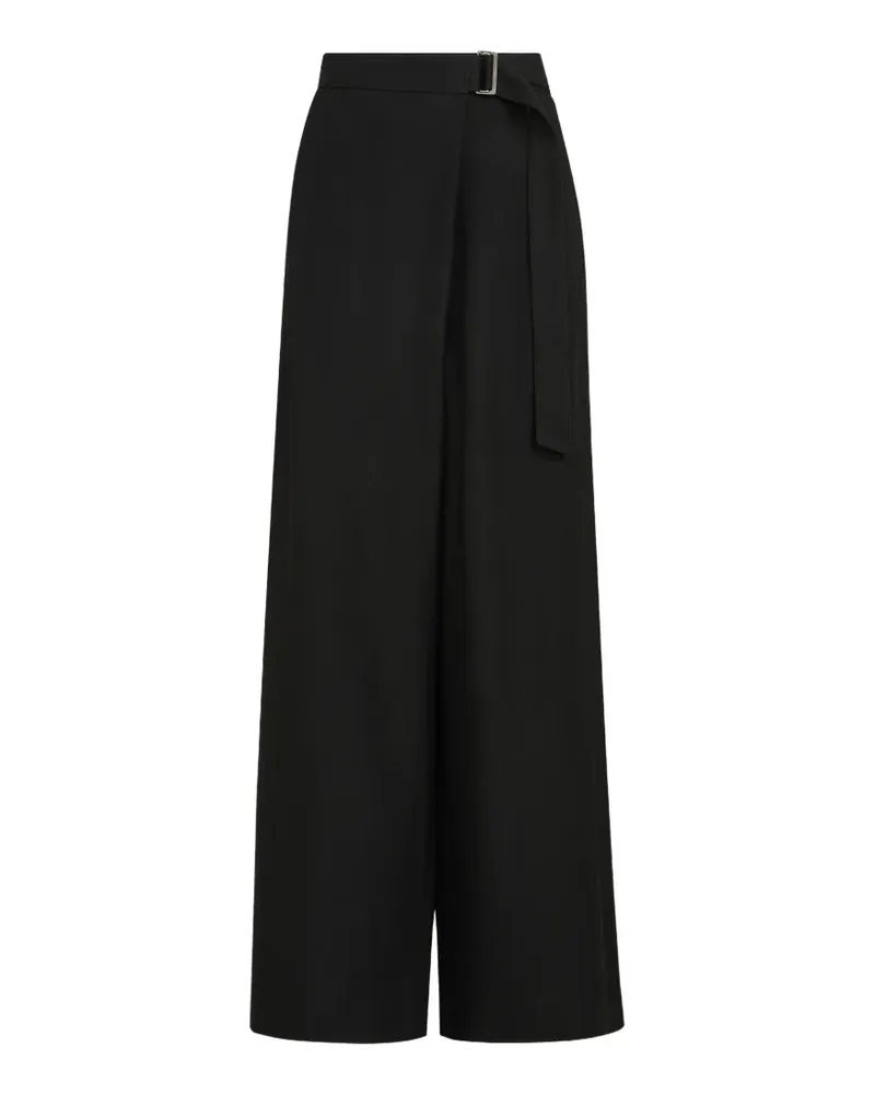 Brunello Cucinelli Viscose and linen fluid twill sartorial wrap trousers with monili - Schwarz Schwarz