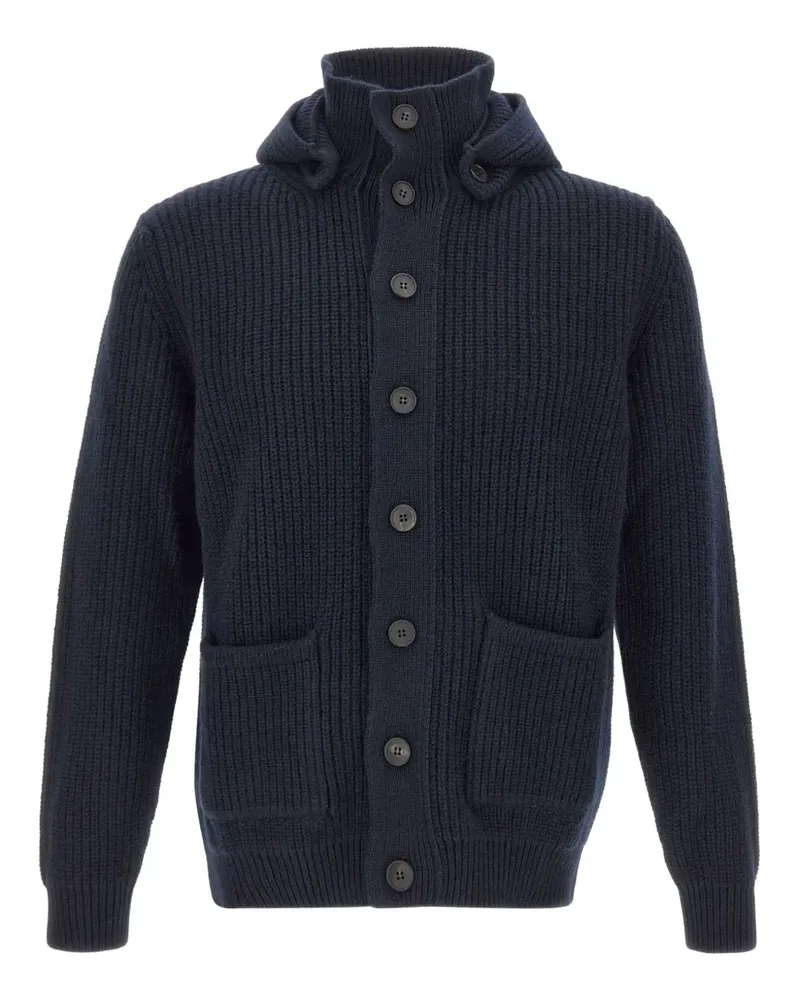 Filippo de Laurentiis Gerippter Cardigan mit Kapuze - Blau Blau