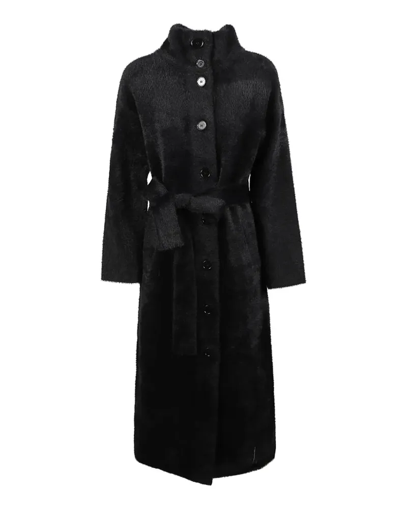 Patrizia Pepe Langer Mantel mit Gürtel - Schwarz Schwarz