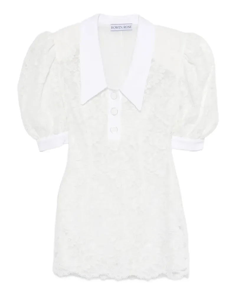 Rowen Rose puffy-sleeves polo mini dress - Weiß Weiß