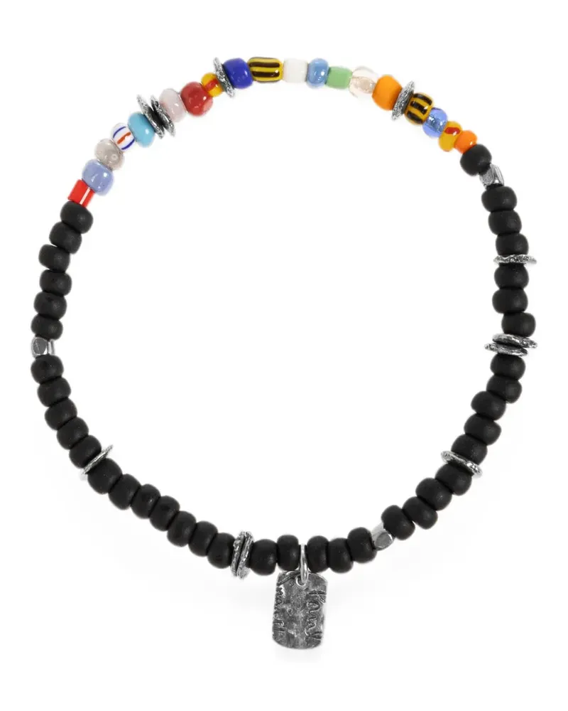 Paul Smith beaded logo-plaque bracelet - Schwarz Schwarz