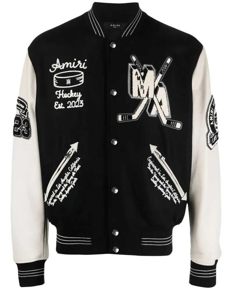 Amiri Collegejacke mit Logo-Applikation - Schwarz Schwarz