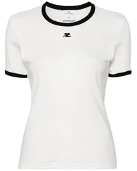 Courrèges T-Shirt mit Logo-Patch Weiß