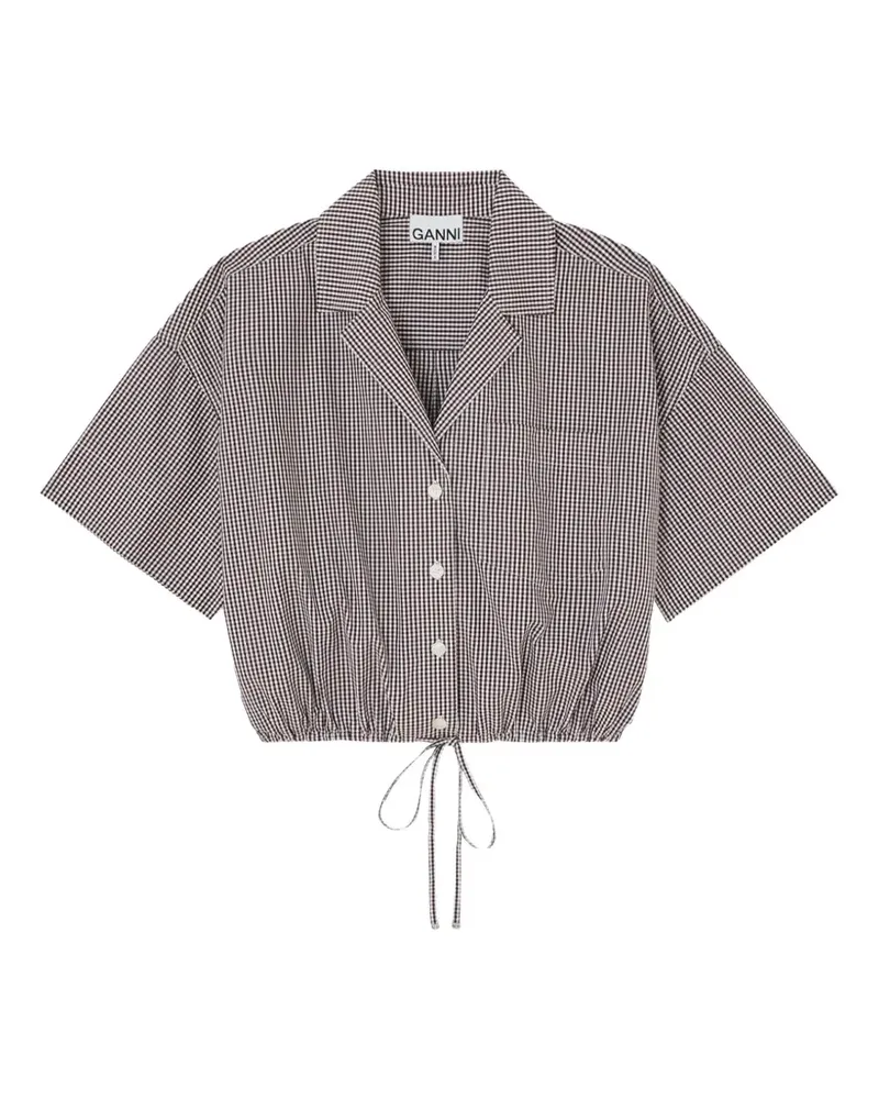 Ganni check cropped shirt - Braun Braun