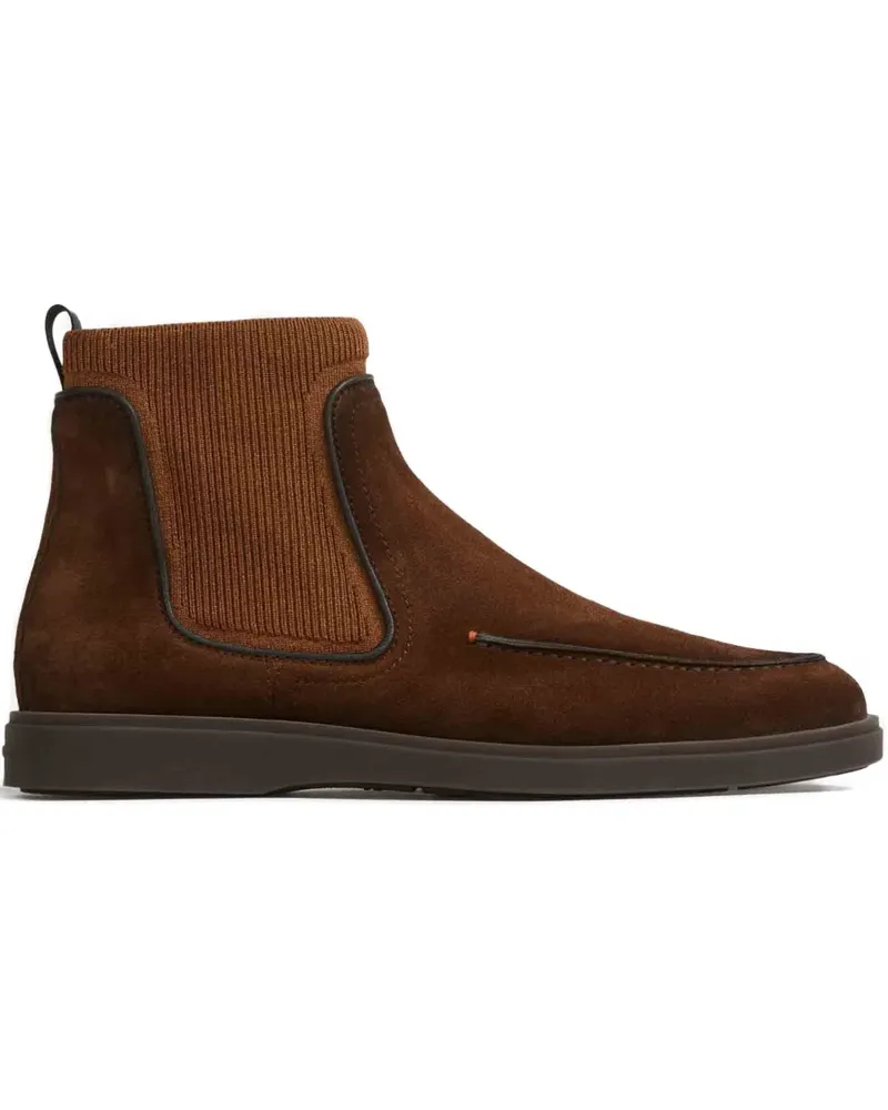 Santoni Ribbed panel leather boots - Braun Braun