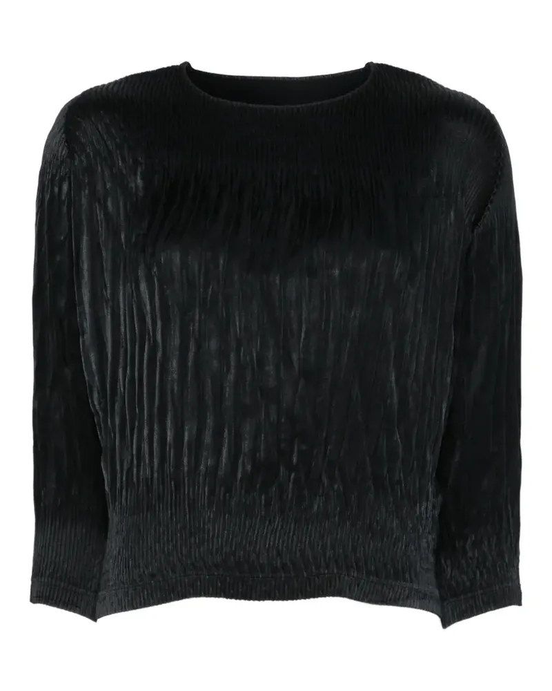 Issey Miyake Top mit Falten - Schwarz Schwarz