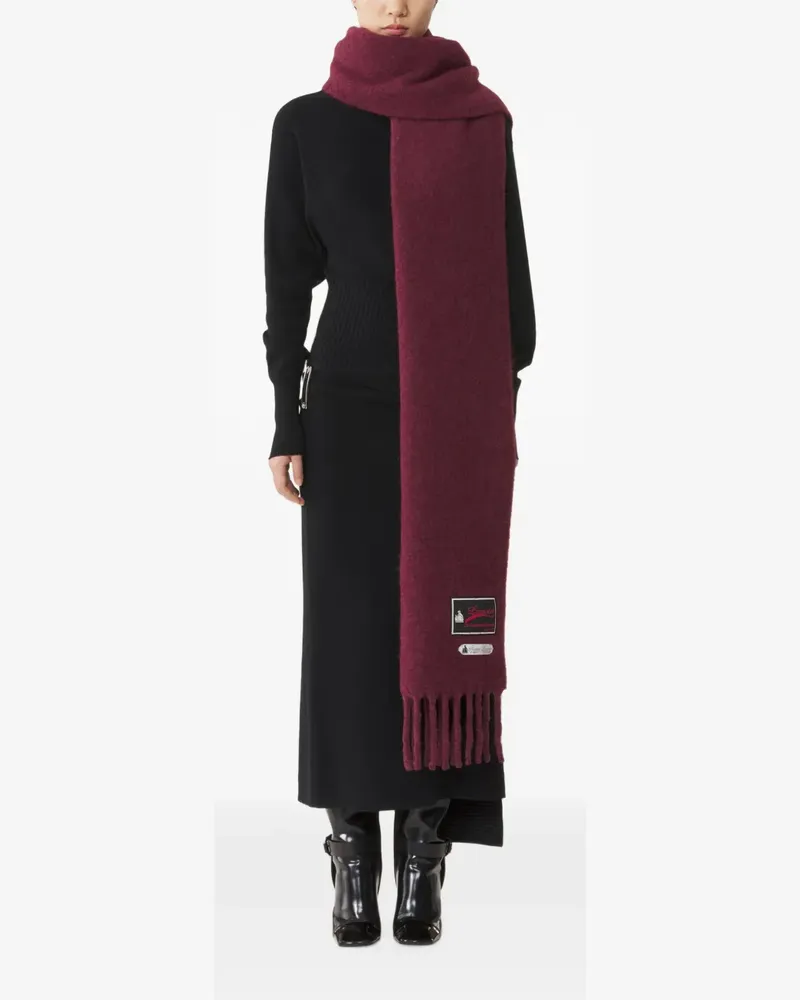 Lanvin Schal mit Fransen und Logo-Patch - Rot Rot