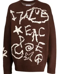 Izzue Bestickter Pullover aus Logo-Jacquard Braun