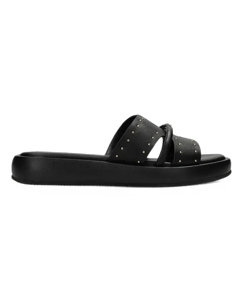 Mexx Lotus II Pacha Pantoletten mit überkreuzten Riemen - Schwarz Schwarz