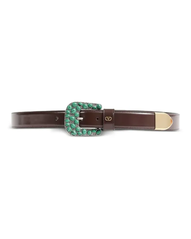 Valentino Garavani VLogo Signature Gürtel mit Malachit - Braun Braun
