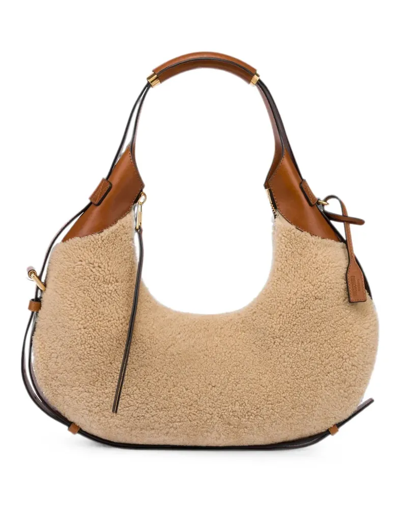 Moschino Schultertasche aus Shearling - Nude Nude